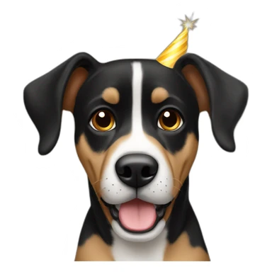 Black and fawn dog happy birthday sticker