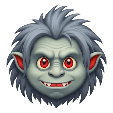 Troll with red eyes an much hair  sticker