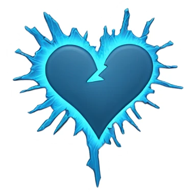 Blue glowing contour neon broken heart sticker