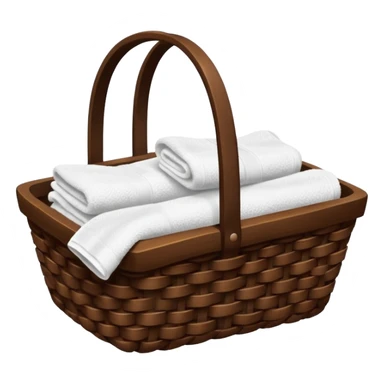 Dark brown basket rustic wood white towels sticker