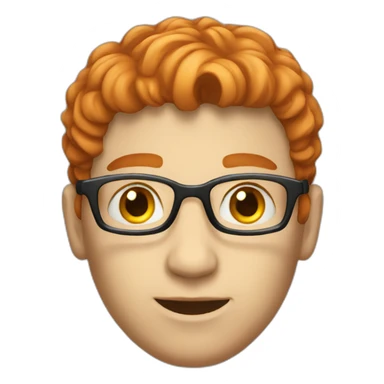 A red-haired, light-skinned, short-haired male programmer with laptop sticker