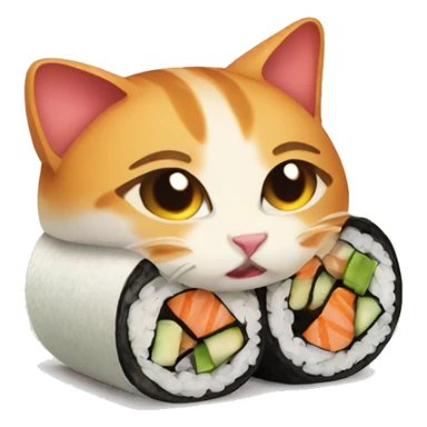 cat in sushi roll sticker