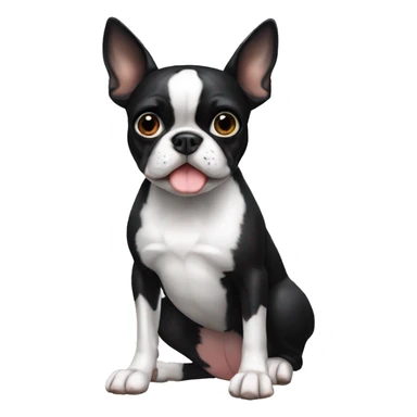 boston terrier sitting and offering a paw to shake sticker