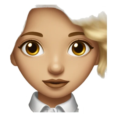 dirty blonde girl, with honey brown eyes, cute, soft, lucious hair, light skin, very beautiful, elegant, with makeup,  sticker