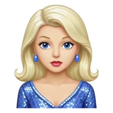 Lana Turner with long platinum blonde hair, periwinkle sequin outfit  sticker