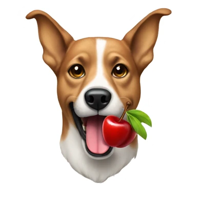 dog eating cherries sticker