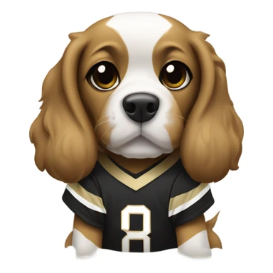 Dog wearing New Orleans Saints jersey sticker