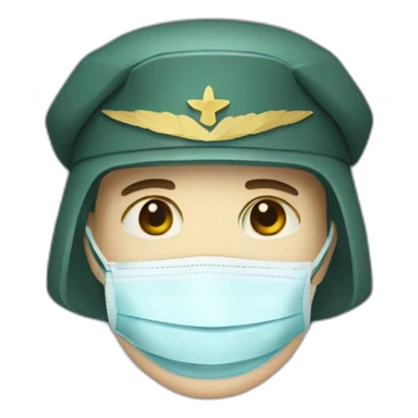 a military face in a Medical masks sticker