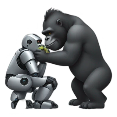 a robot kissing a gorilla sticker