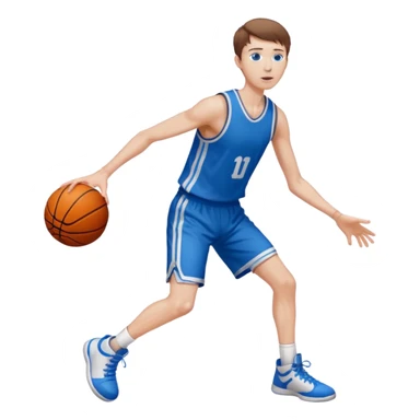 Tall, white, skinny, playing basketball, brown short hair, blue eyes sticker