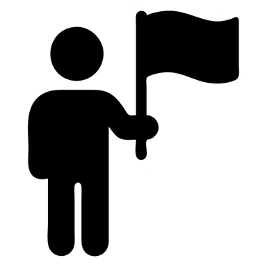 A person holding a black, yellow, and red flag sticker