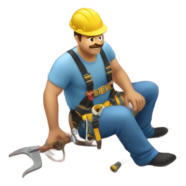 Man working on roof sticker