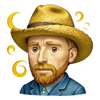 cinematic-realistic-vincent-van-gogh-pop-culture-emoji,-featuring-an-expressive-portrayal-inspired-by-the-legendary-painter-rendered-with-dynamic,-swirling-textures-and-artistic-lighting. sticker