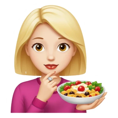 Girl enjoying food with watch sticker