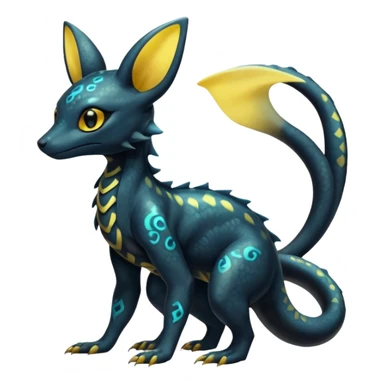 Shiny beautiful gorgeous ethereal Scaley Exotic Salandit-Umbreon-Fakémon-hybrid-creature (full body) sticker
