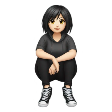 Full body curvy emo girl sits on the floor черная юбка белые трусики sticker