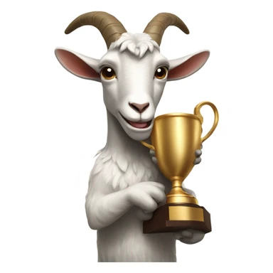 Goat holding a trophy sticker