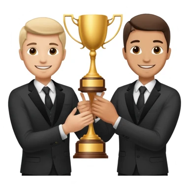 winner ceremony with one guy handing another guy a trophy sticker