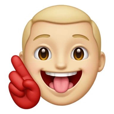 an emoji with its tounge out with its hand next to it sticker
