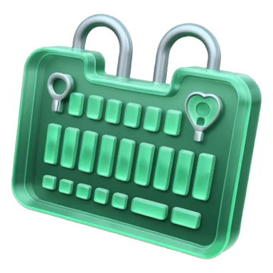 3D render of Swallowed Keys, X-Ray imaging aesthetic, translucent materials showing internal structure, stomach shape in greenish night-vision style with keys inside, medical scan style, emoji style, isolated on white background --v 6.0. sticker