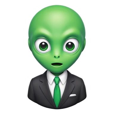 portrait of An alien in a suit emoji with a green-colored head.  sticker