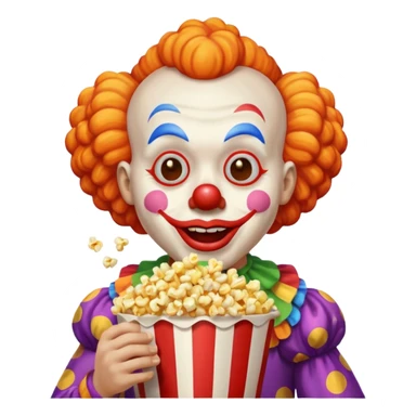 Clown eating popcorn  sticker