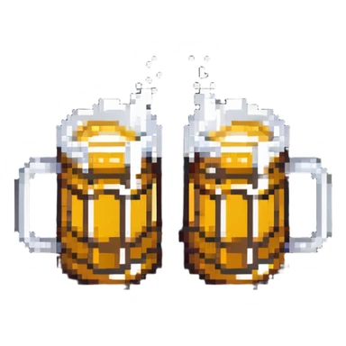two beer mugs clinking together in a toast sticker