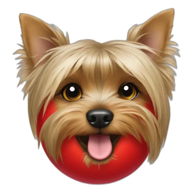 Yorkshire Terrier with red ball sticker