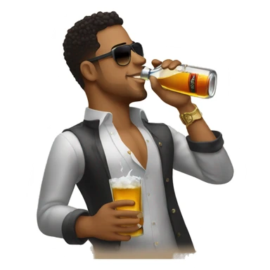 Dominican bachata artist Anthony Santos drinking rum out of the bottle sticker