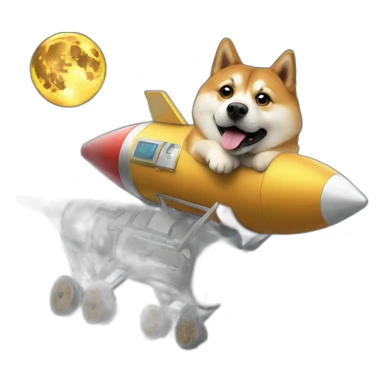 Doge riding a rocket to the moon sticker