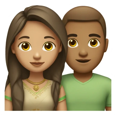 Light skin indian girl with white boyfriend with brown hair and green eyes sticker