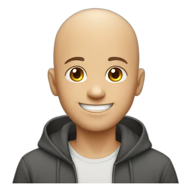 smiling bald boy in hoodie sticker