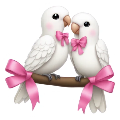 White love birds doves pink bows sticker