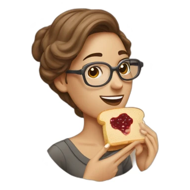 25year old brunette with black glasses making a peanutbutter and jelly sandwich sticker