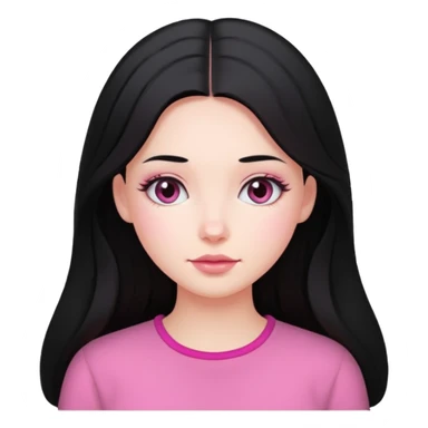 Clean girl long and black Hair an pink cheeks sticker