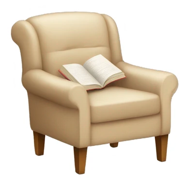 Beige Armchair with blanket and book sticker