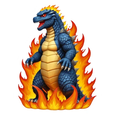 fire and building Godzilla sticker