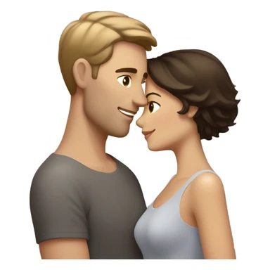 Dark haired white male hugging beautiful medium brown haired woman with short hair sticker