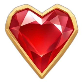 Red heart diamond with gold border sticker