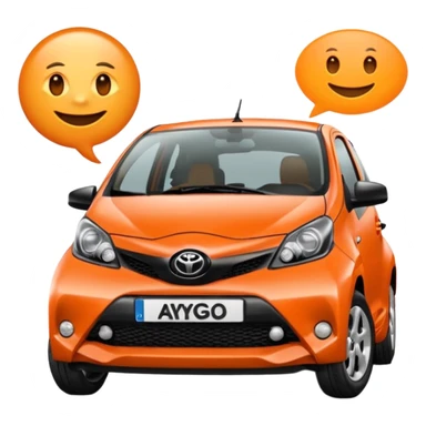 Make an emoji of an orange Toyota aygo that says “when I grow up I want to be a ŠKODA” sticker