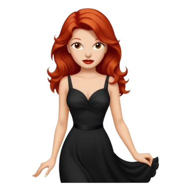 Rita Hayworth with long red hair, hazel eyes, black outfit sticker