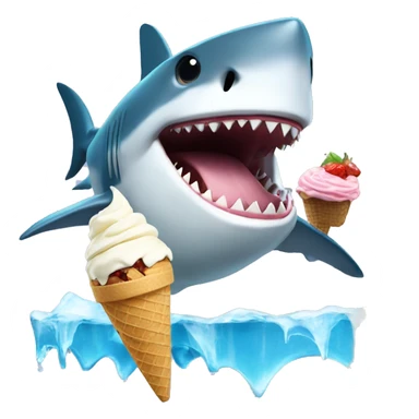 shark eating ice cream sticker