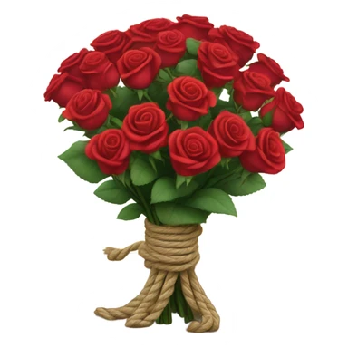 Bouquet red roses binded with rope. Make bouquet bigger and rope a bit thinner sticker