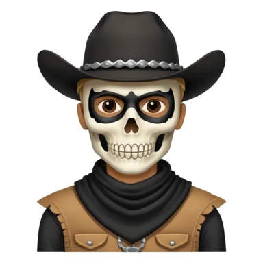 🤠+💀, colocar uma máscara preta no pescoço  sticker