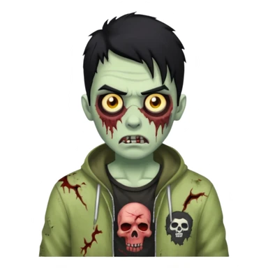 zombie, trapstar, Black hair black eyebrow sticker