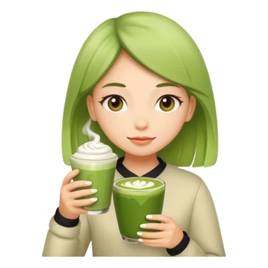 Girl with matcha latte sticker
