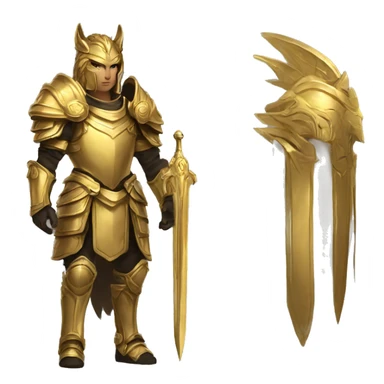 leonin paladin with gold armor an golden manes sticker