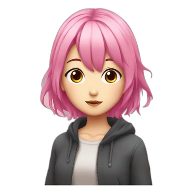pink haired anime girl sticker