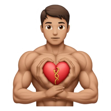 man with his body twisted into a heart sticker