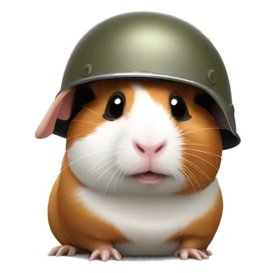 traumatised guinea pig with soldier helmet slightly askewasque sticker